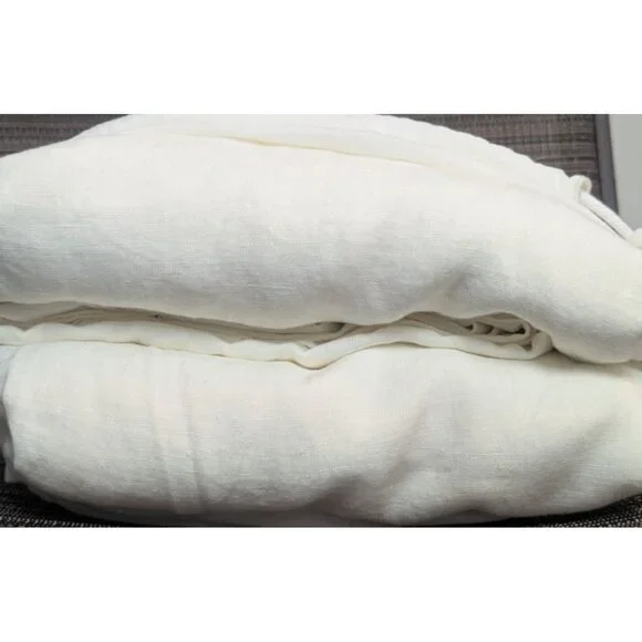 Quince European 100% Linen Duvet Cover 3PC Set Color Ivory Full/Queen - - Picture 3 of 6